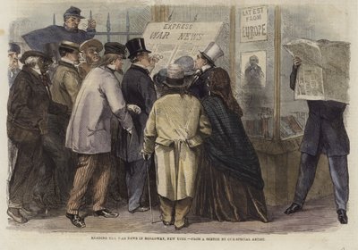 Lecture des nouvelles de la guerre à Broadway, New York - English School