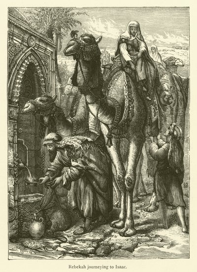 Rébecca en route vers Isaac (gravure) - English School