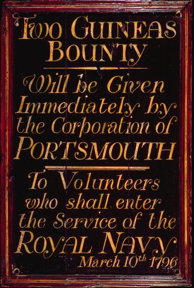 Panneau de recrutement pour la Royal Navy, 10 mars 1796 - English School