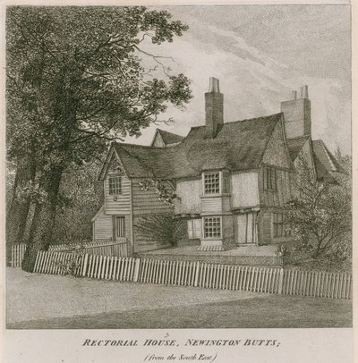 Maison rectorale à Newington Butts, Southwark, Londres, vue du sud-est - English School