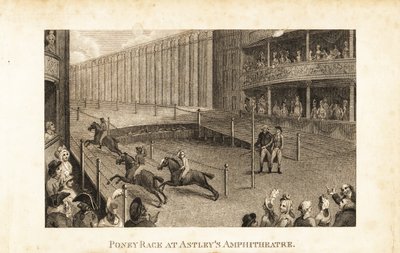 Public de la Régence dans des loges et des stalles regardant une course de chevaux à l