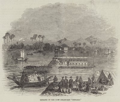 Restes du navire à vapeur en fer "Benares" (gravure) - English School