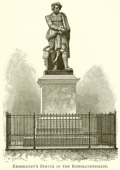 Statue de Rembrandt sur la Rembrandtsplein - English School