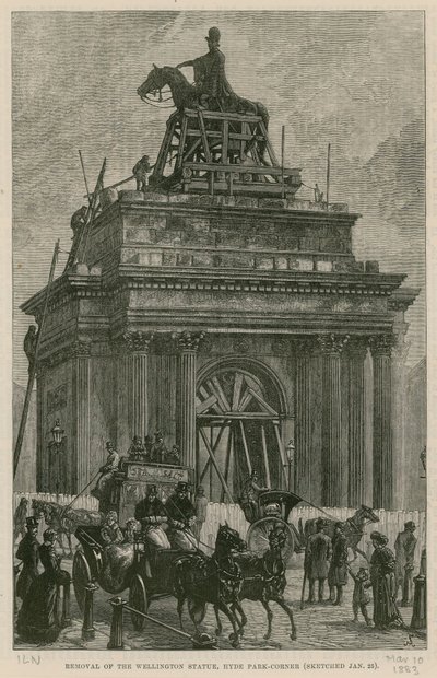 Retrait de la statue de Wellington, Hyde Park Corner - English School