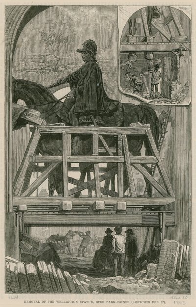 Retrait de la statue de Wellington, Hyde Park Corner - English School