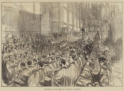 Réouverture du chœur de la cathédrale de Rochester (gravure) - English School