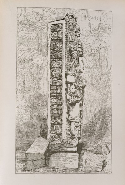 Représentation des hiéroglyphes mayas sur une stèle, tiré de 
