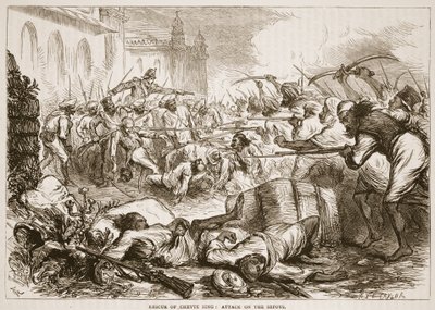 Sauvetage de Cheyte Sing : attaque des cipayes, illustration de Cassell