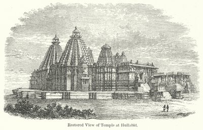 Vue restaurée du temple de Hullabid (gravure) - English School