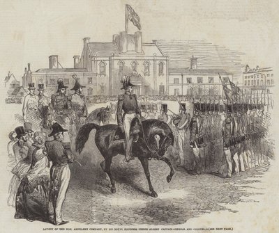 Revue de la Honourable Artillery Company, par Son Altesse Royale le Prince Albert, capitaine général et colonel (gravure) - English School