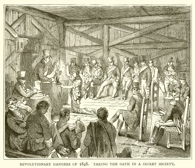 Dangers révolutionnaires de 1848. Prise de serment dans une société secrète - English School