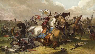 Richard III et le Comte de Richmond à la bataille de Bosworth - English School