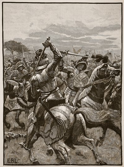 Richard III à la bataille de Bosworth, illustration de Cassells Illustrated History of England - English School
