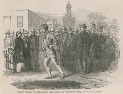 Richard Manks, le piéton, complétant son millième mile sur Kennington Oval - English School