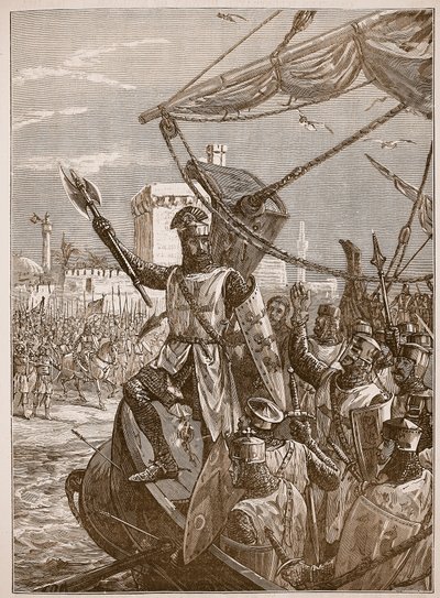 Richard débarquant à Jaffa, illustration de Cassells Illustrated History of England - English School