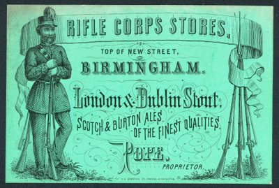 Rifle Corps Stores, carte de visite du propriétaire, Pope - English School
