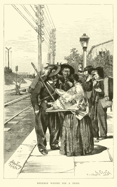 Fusiliers attendant un train - English School