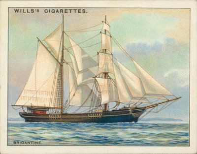 Gréements de navires : Brigantine (lithographie couleur) - English School