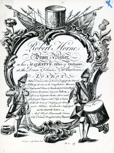 Robert Horne, fabricant de tambours (gravure) - English School