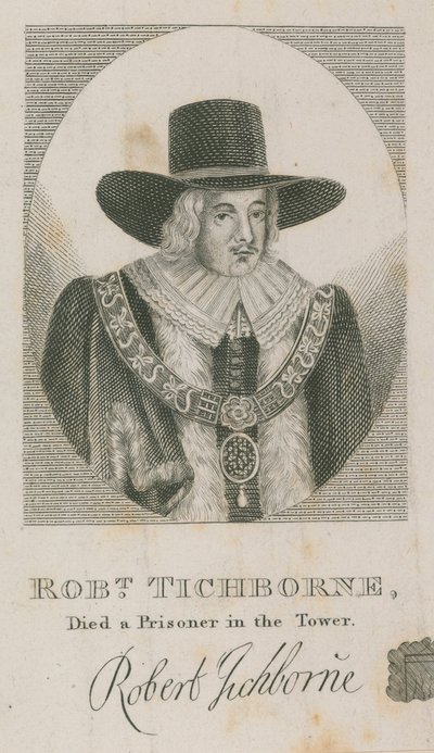 Robert Tichborne, mort prisonnier à la Tour; Lord Maire de Londres 1651 - English School