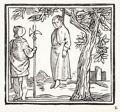 Robert se pend, illustration de Chap-books du XVIIIe siècle par John Ashton, pub. 1882 - English School