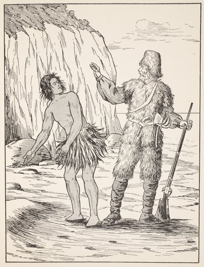 Robinson Crusoé et Vendredi, illustration de L