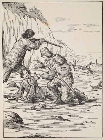 Robinson Crusoé et Vendredi sauvant l