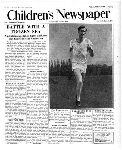 Roger Bannister, première page de 