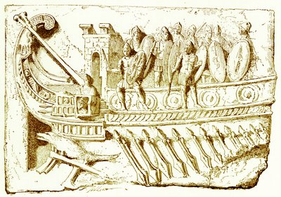 Galère romaine, illustration de History of Rome par Victor Duruy, publiée en 1884 - English School