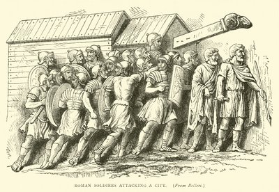 Soldats romains attaquant une ville - English School