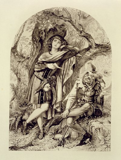 Rosalind et Touchstone, Acte III Scène 2, dans Comme il vous plaira, par William Shakespeare (1564-1616) - English School