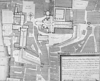 Route de la procession du couronnement de Jacques II de Westminster Hall à Westminster Abbey - English School