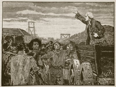 Rowland Hill prêchant aux mineurs de Kingswood (illustration de Cassells Illustrated History of England) - English School