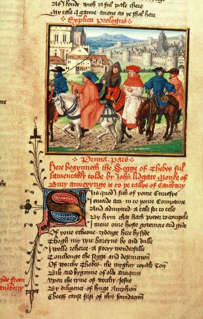 Lydgate et les pèlerins de Canterbury quittant Canterbury de 