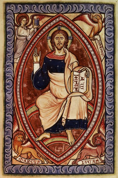 Christ en majesté avec les symboles des évangélistes, du Psautier de Westminster, c.1250 - English School
