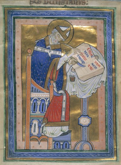 Dunstan écrit la règle bénédictine, illustration du 