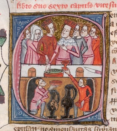 Royal 6 E. VI, f.259v, Rois et reines festoyant, de 