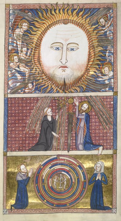 Royal 6 E. VI fol.16 Le Christ Soleil attire les âmes, tiré de Ome Bonum par James le Palmer - English School