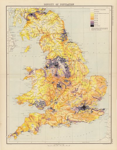 Atlas royal, vers 1900 : Densité de population - English School