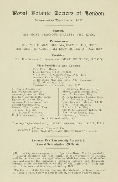 Société royale de botanique de Londres - English School