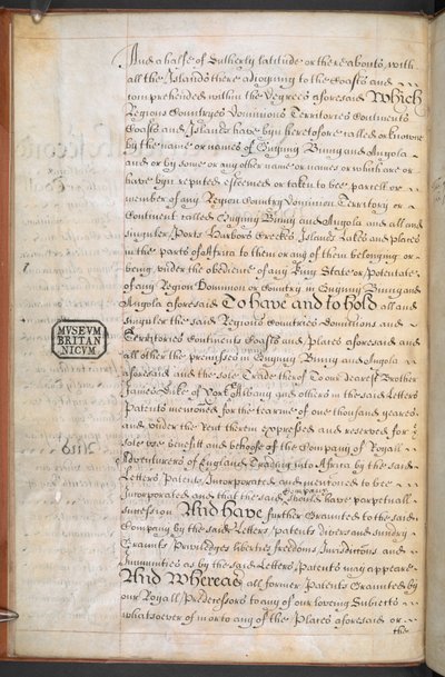 Charte royale accordée à la Royal English Merchant Adventurers Company commerçant avec l
