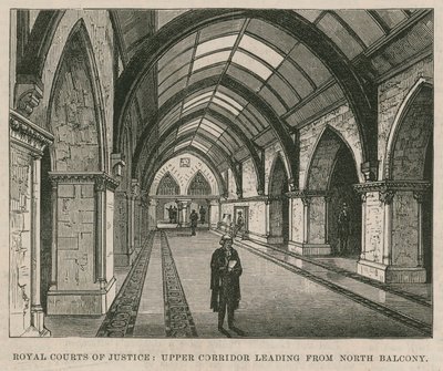 Cours royales de justice : Couloir supérieur menant du balcon nord - English School