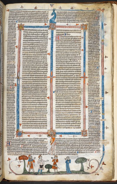 Royal MS 10 IV f.294r Figures médiévales et décoration marginale, illustration de 