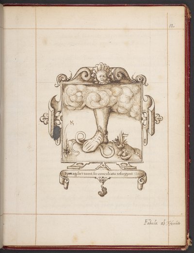 Emblème avec devise latine de la copie de présentation de George Gascoine de Hemetes the Hermit - English School