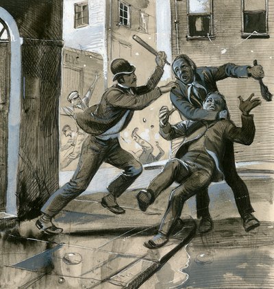 Les Royal Marines en tant que policiers en civil en 1882, aidant la police de Dublin contre les "Invincibles". - English School