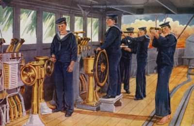 Caserne navale royale, Chatham : Avec la flotte, observant les mouvements du navire amiral depuis le pont avant - English School