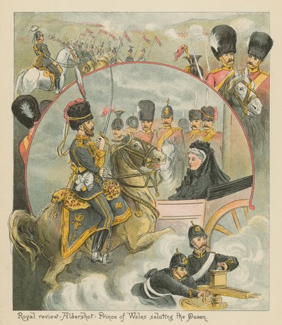 Revue royale - Aldershot - Le prince de Galles saluant la reine - English School