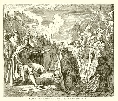 Rodolphe de Habsbourg et Ottokar de Bohême - English School