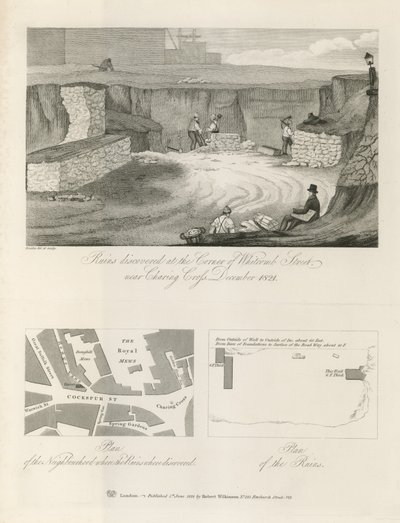 Ruines découvertes au coin de Whitcomb Street - English School