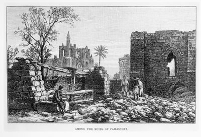 Ruines de Famagouste, Chypre, de In an Enchanted Island par W.H. Mallock, publié en 1889 - English School